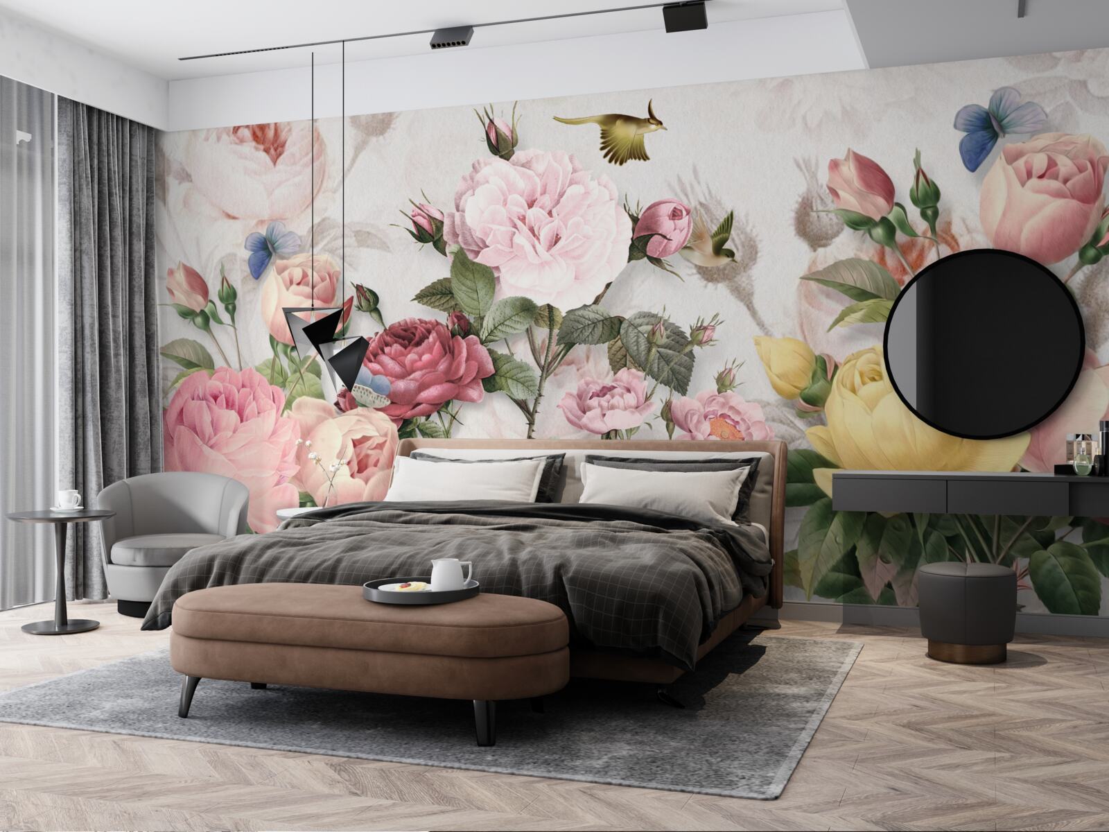 Papier peint un mélange explosif de verts et de fleurs d'été