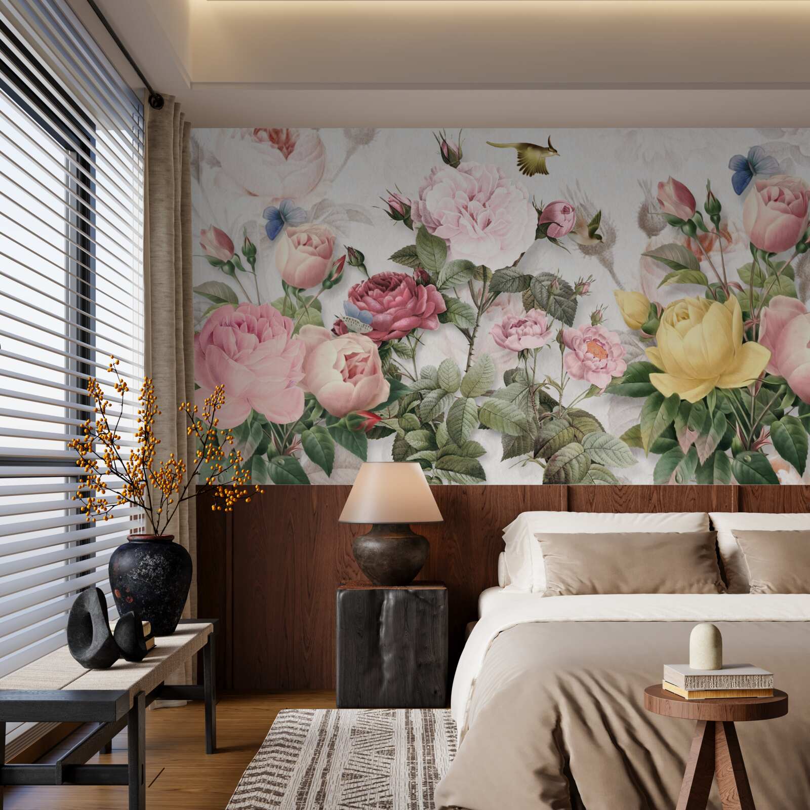 Papier peint un mélange explosif de verts et de fleurs d'été