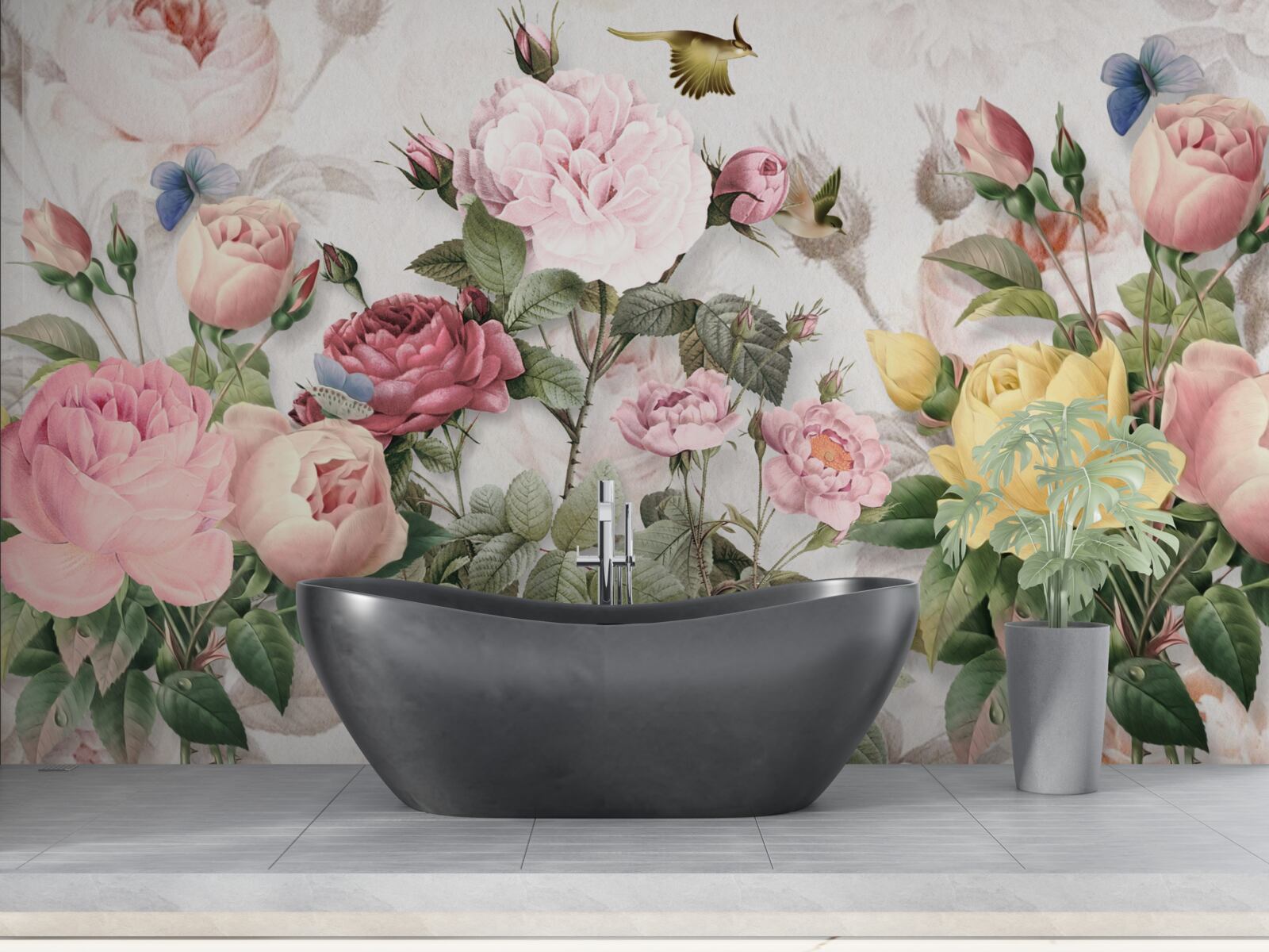 Papier peint un mélange explosif de verts et de fleurs d'été