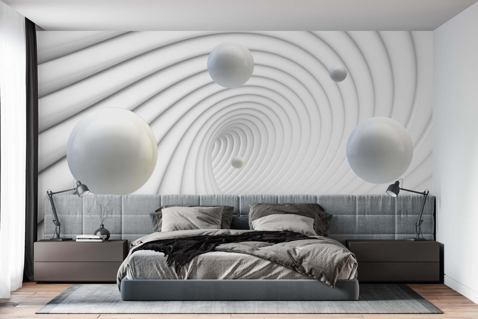 Papier peint boules blanches flottant doucement dans l'air