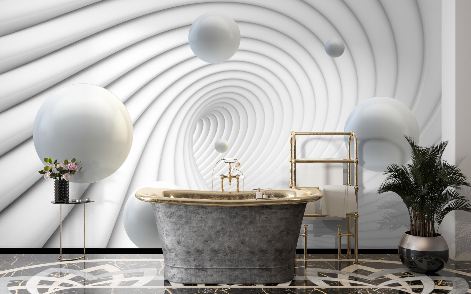 Papier peint boules blanches flottant doucement dans l'air