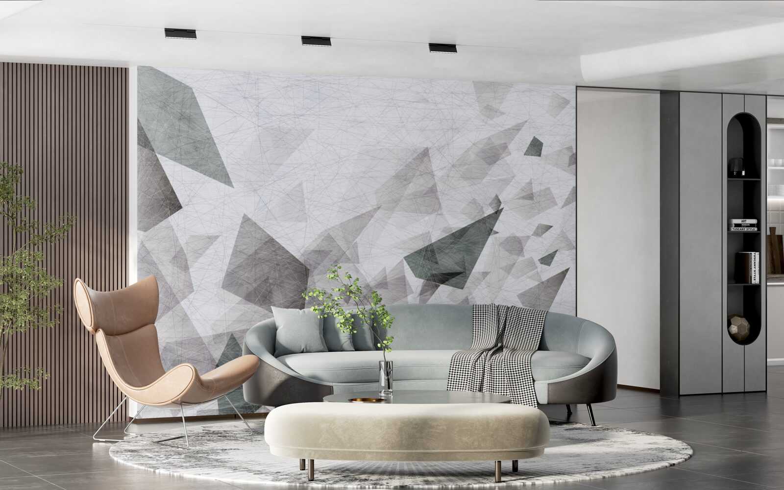 Papier peint fond gris avec motif de fil abstrait