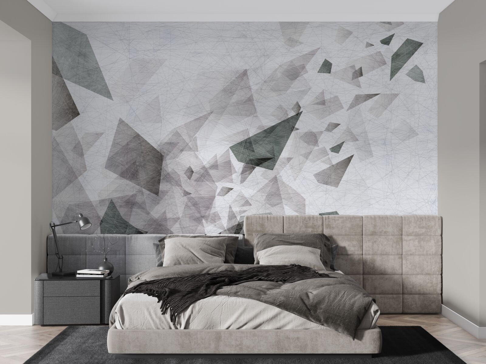 Papier peint fond gris avec motif de fil abstrait