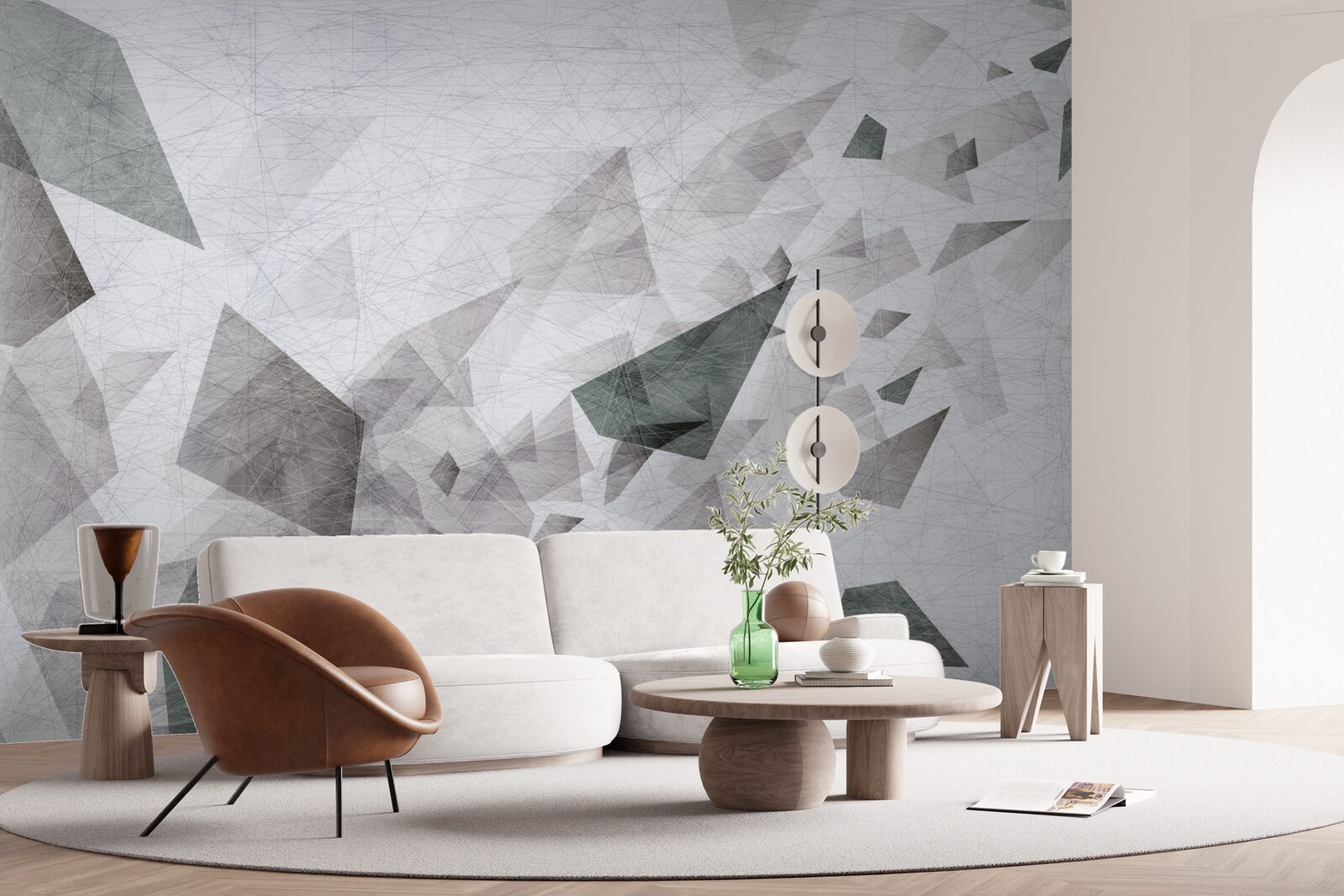 Papier peint fond gris avec motif de fil abstrait