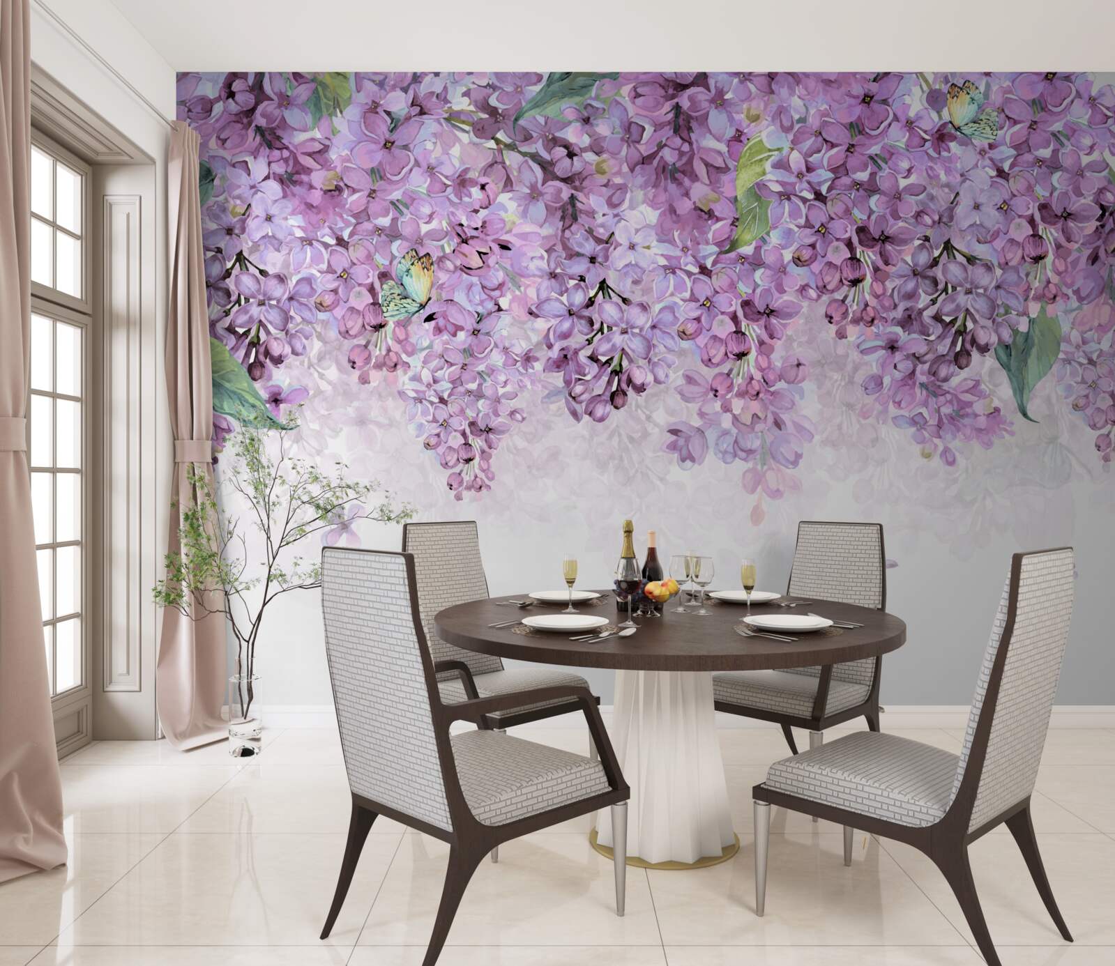 Papier peint mur violet clair lilas