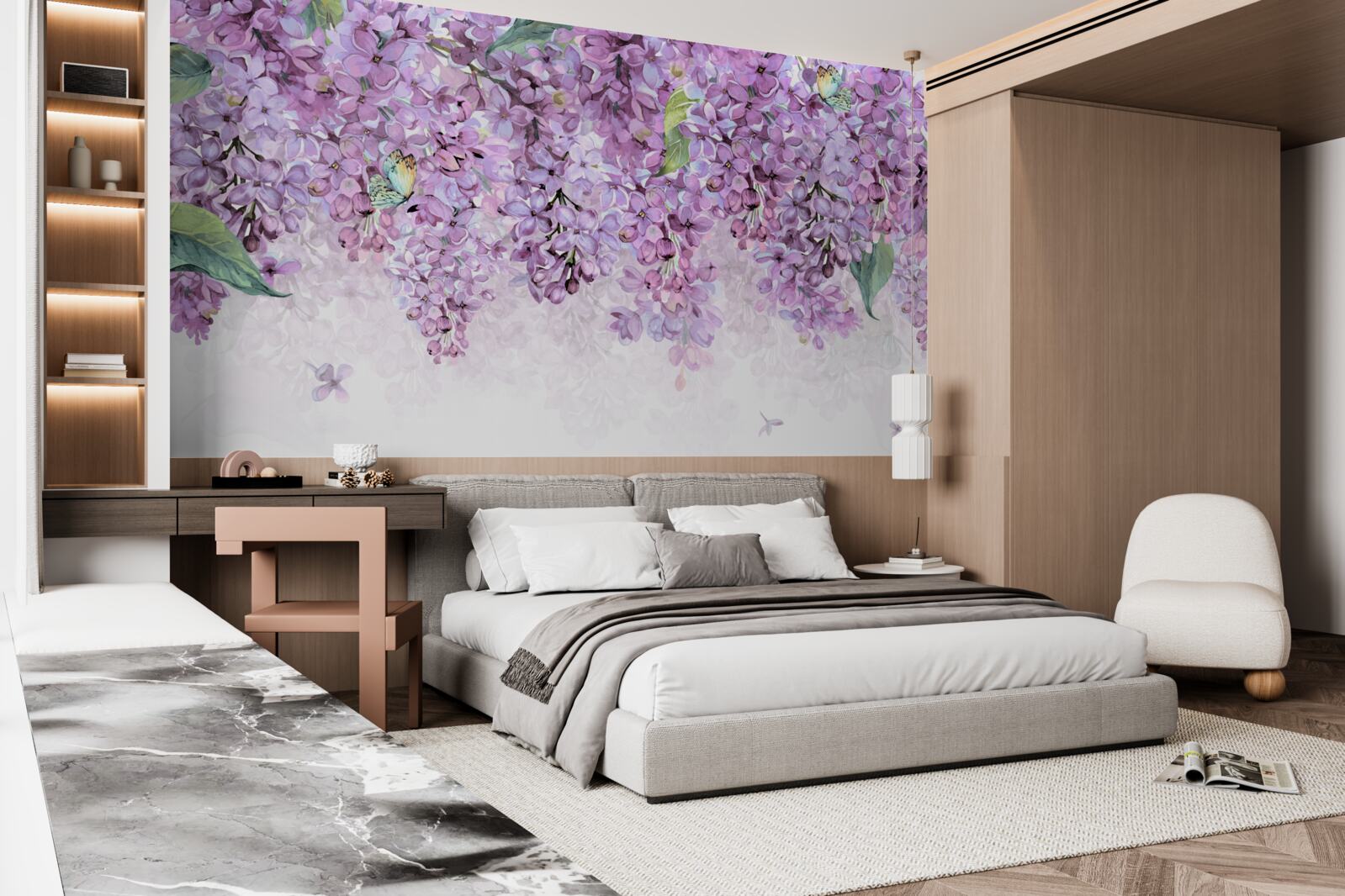 Papier peint mur violet clair lilas