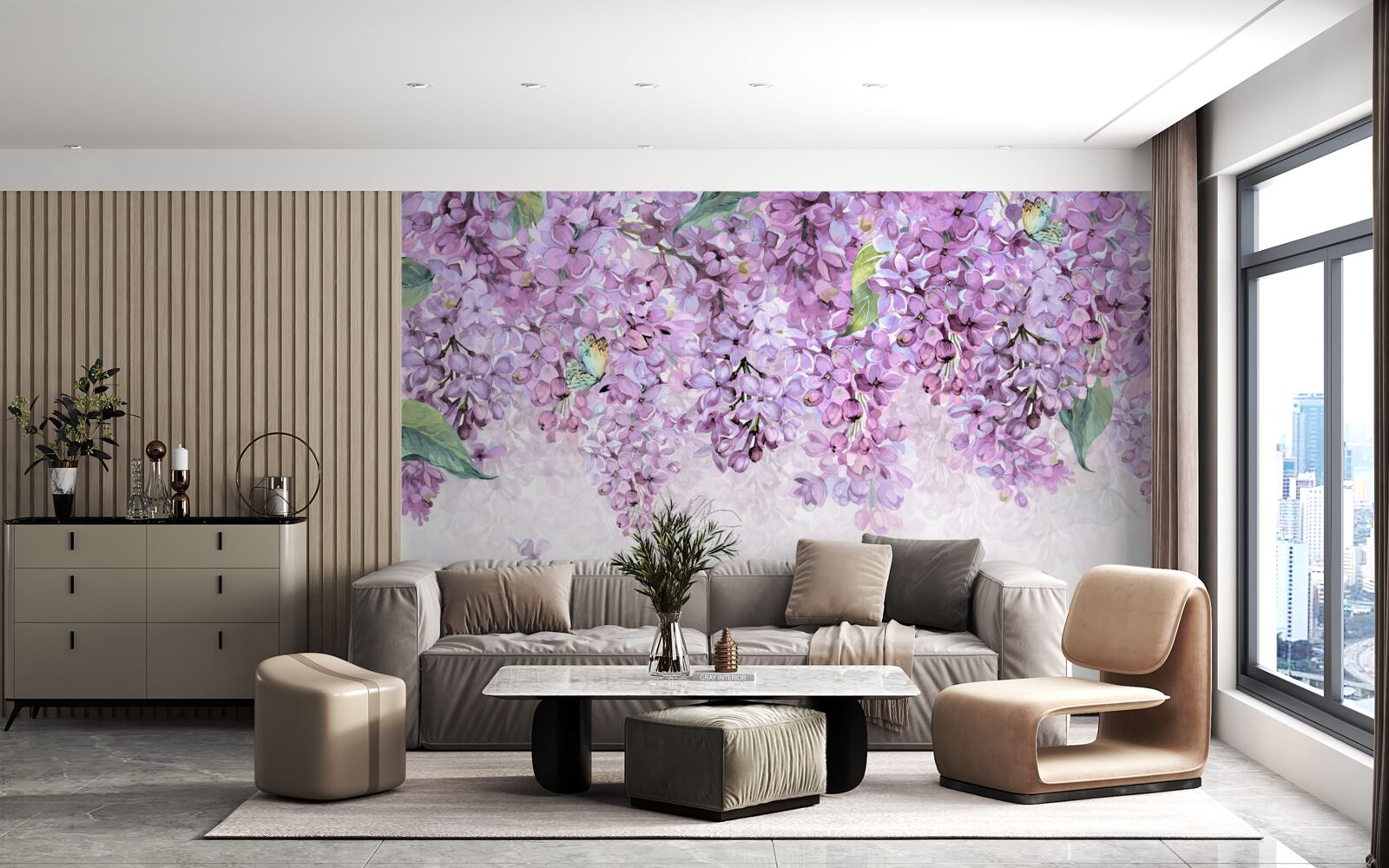 Papier peint mur violet clair lilas