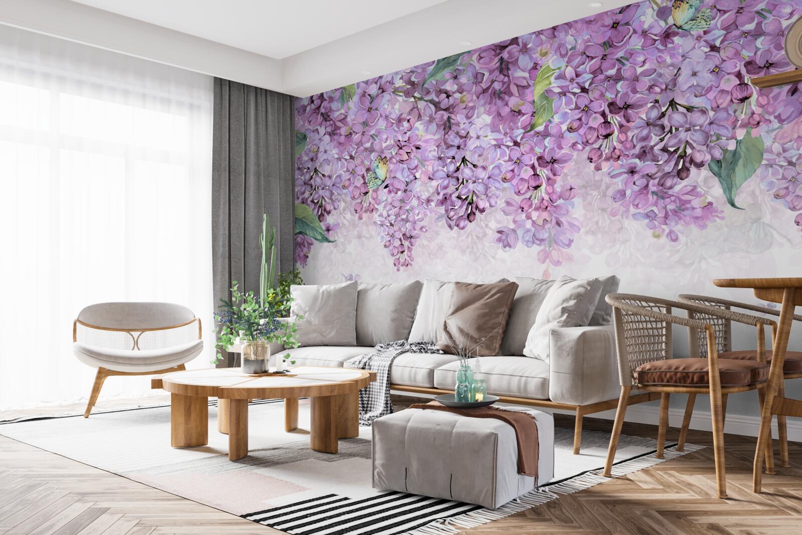 Papier peint mur violet clair lilas