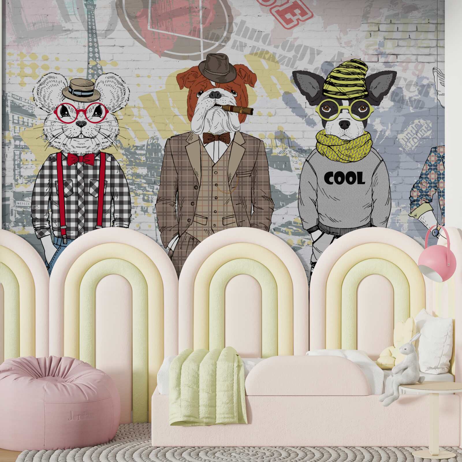 Papier peint animaux habillés à la mode
