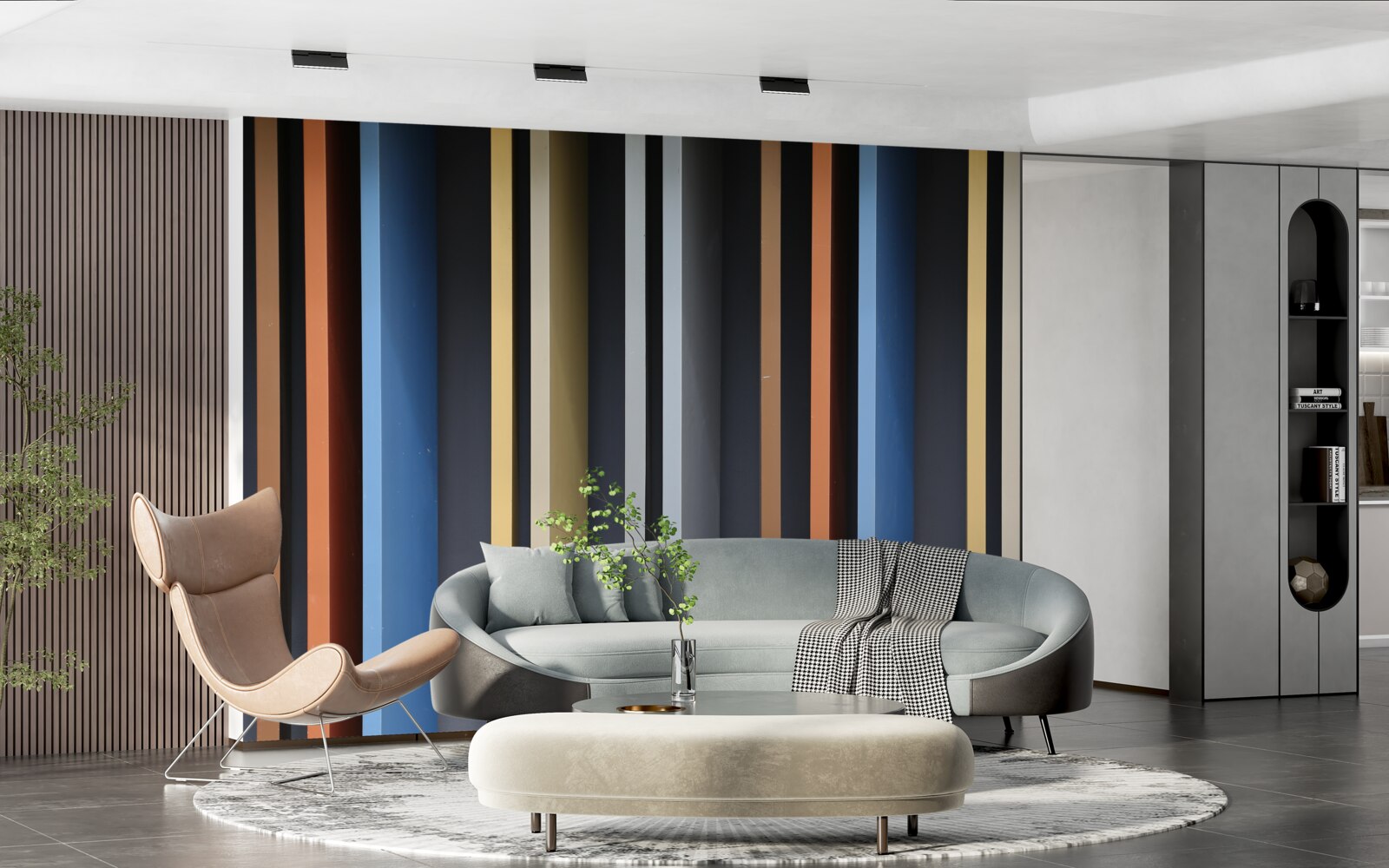 Papier peint des lignes de couleurs vives qui s'étendent verticalement