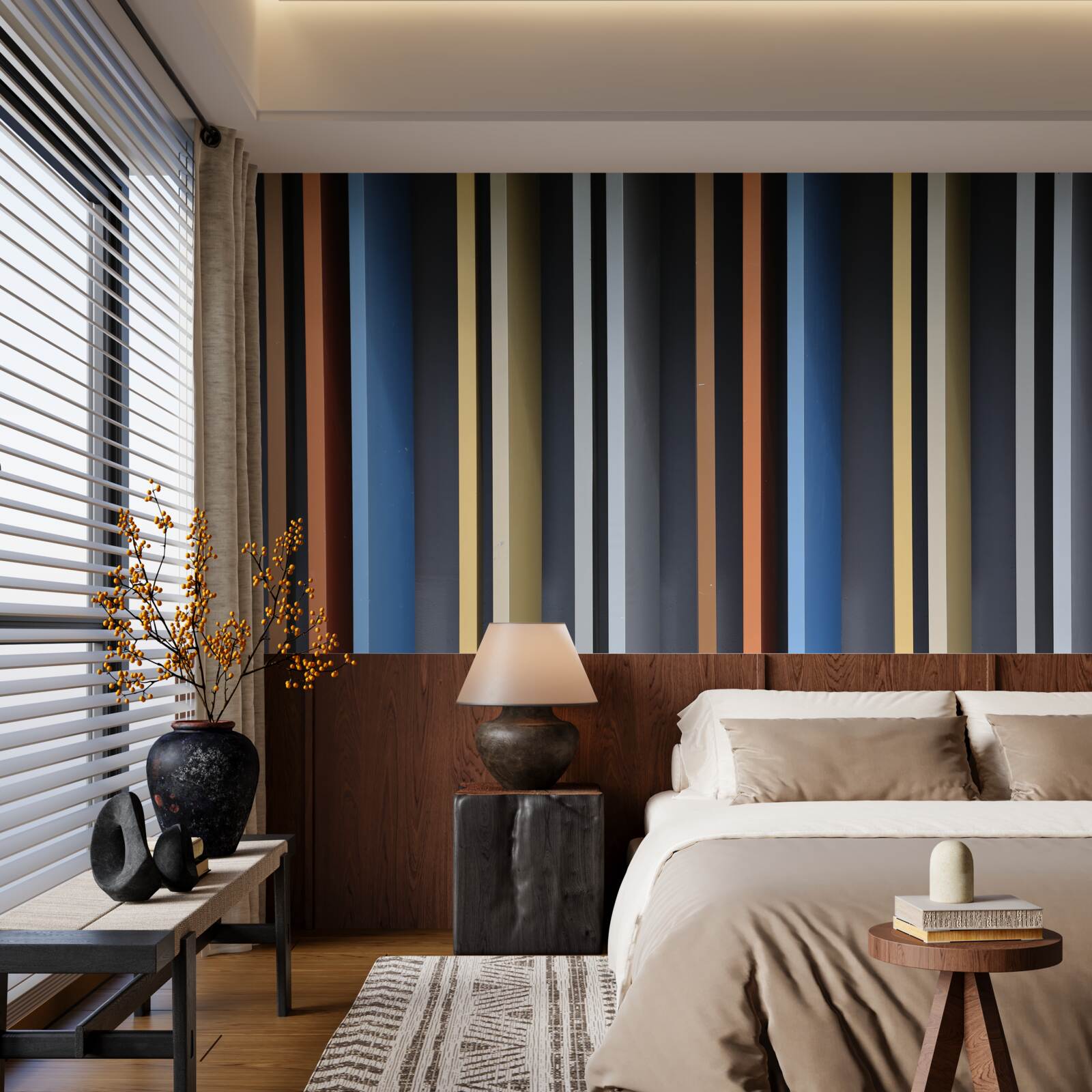 Papier peint des lignes de couleurs vives qui s'étendent verticalement