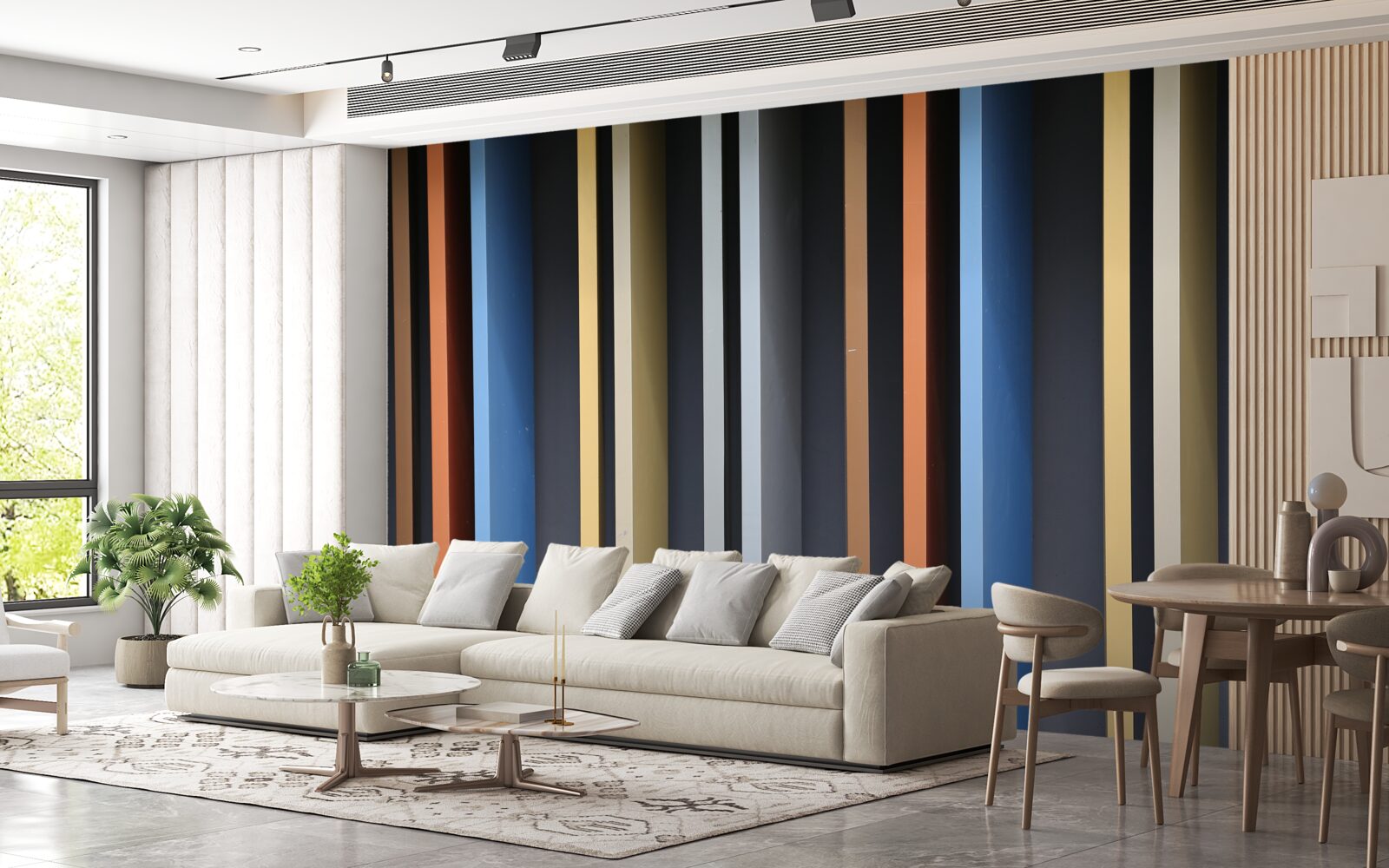 Papier peint des lignes de couleurs vives qui s'étendent verticalement