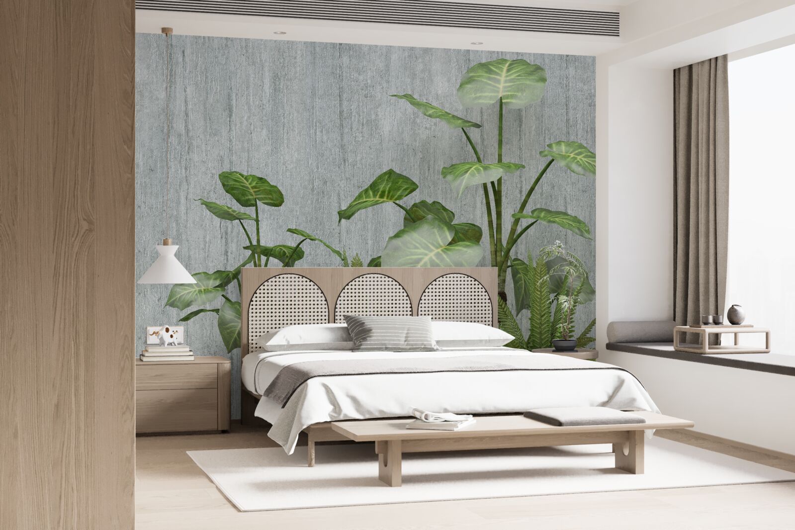 Papier peint énorme buisson de monstera sur fond argenté