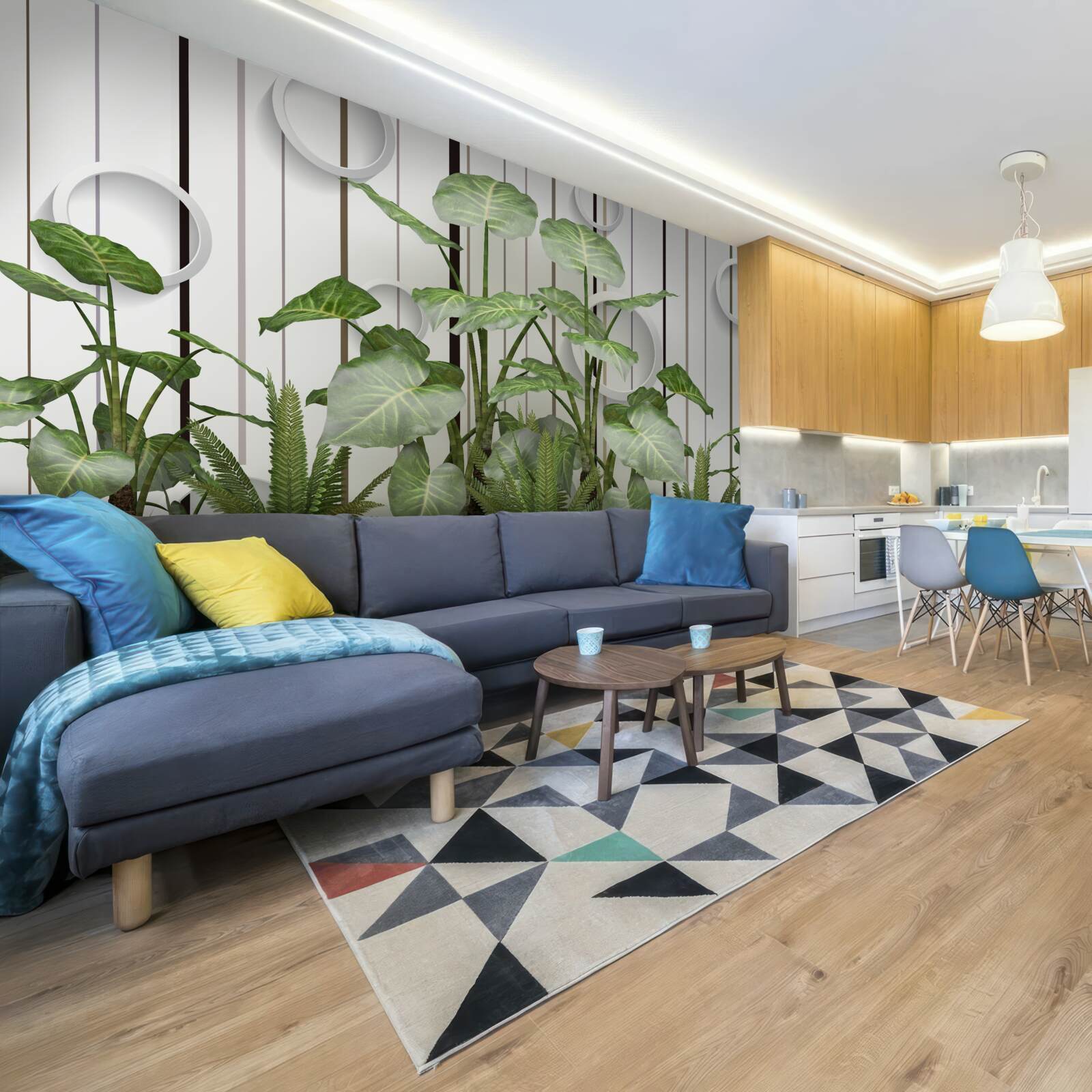 Papier peint Fond abstrait décoré de végétation verte