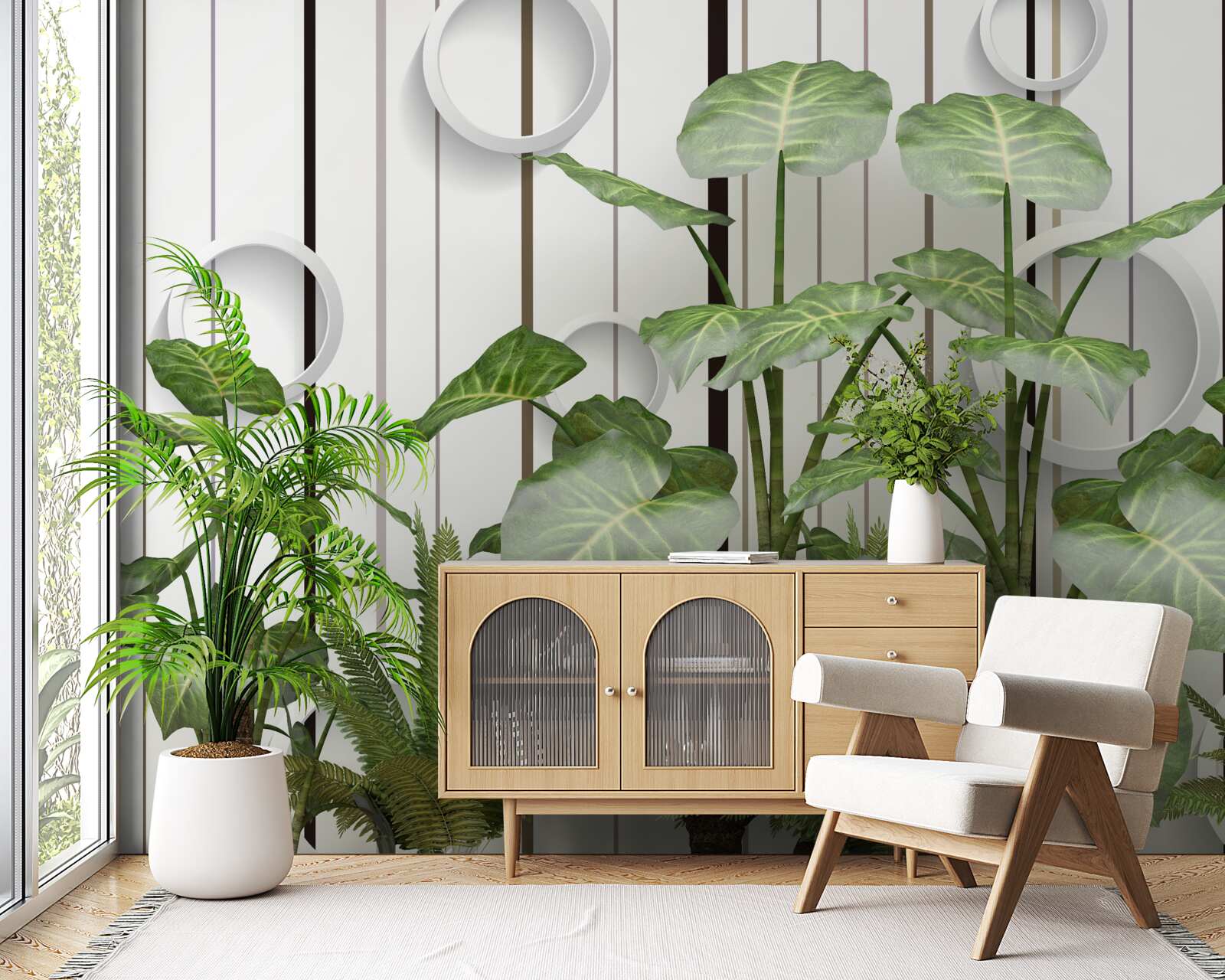 Papier peint Fond abstrait décoré de végétation verte