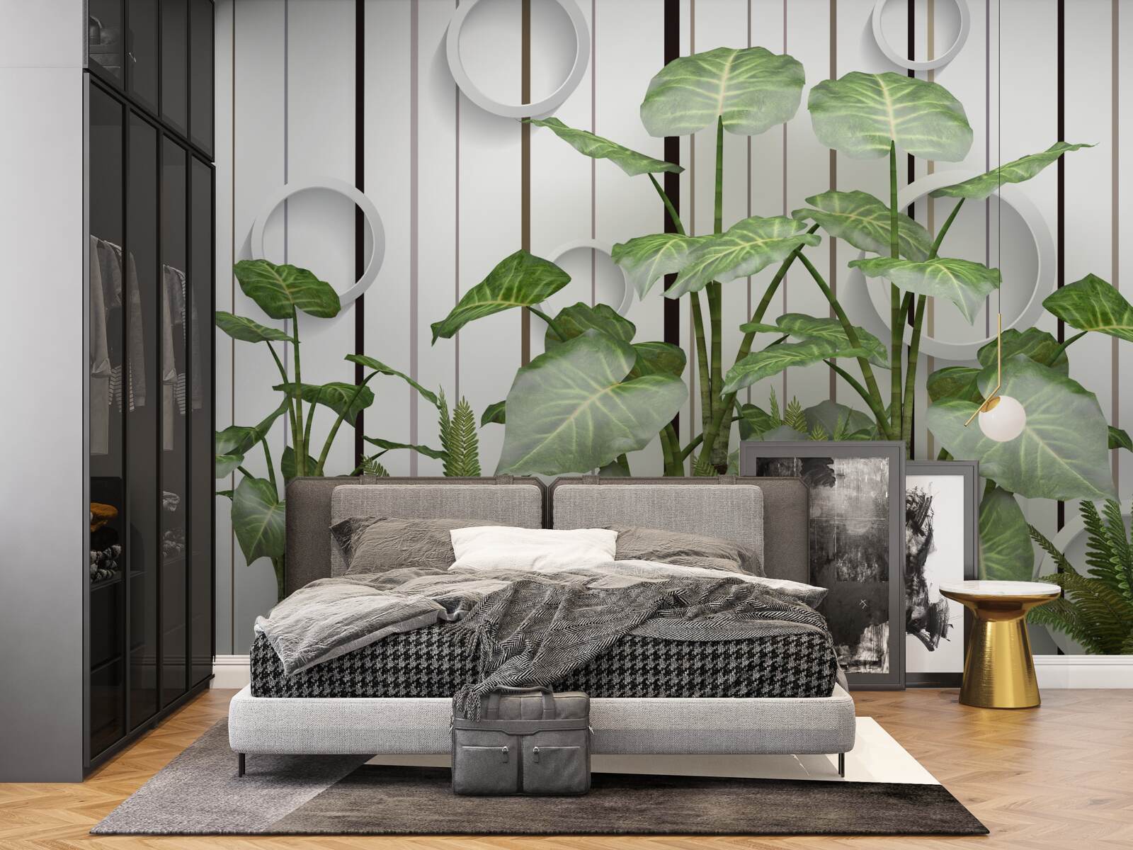 Papier peint Fond abstrait décoré de végétation verte