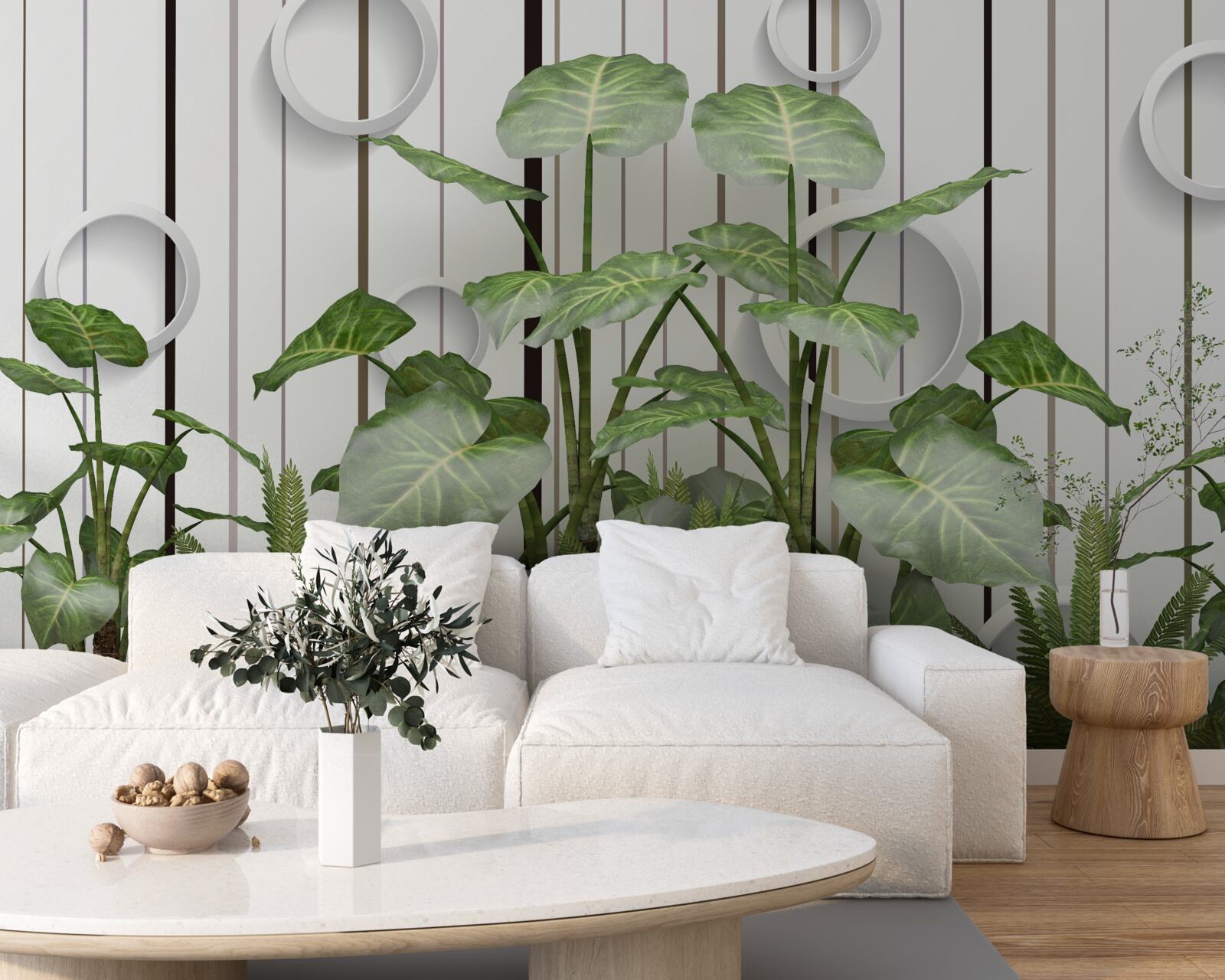 Papier peint Fond abstrait décoré de végétation verte