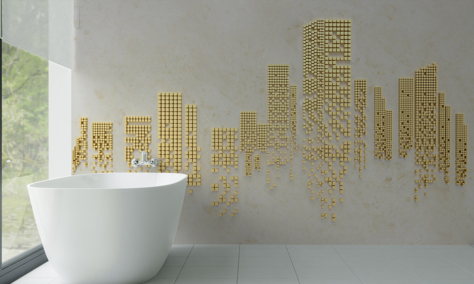 Papier peint cube d'or plat