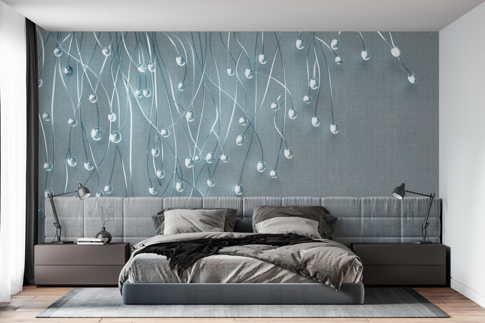 Papier peint images abstraites de fleurs disposées verticalement sur des branches