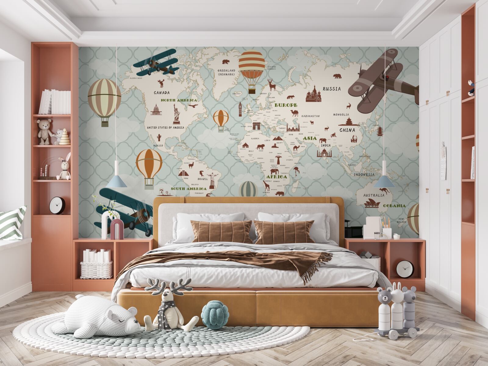 Papier peint carte du monde pour enfants