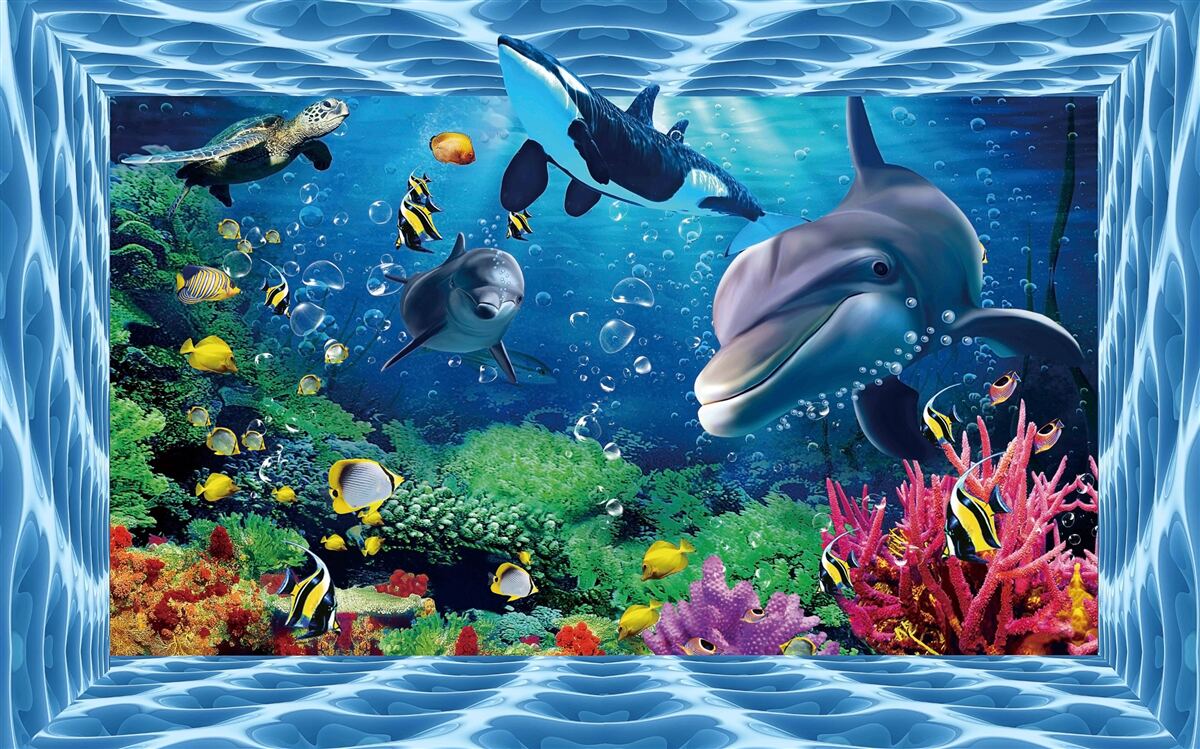 Papier peint monde sous-marin avec les dauphins