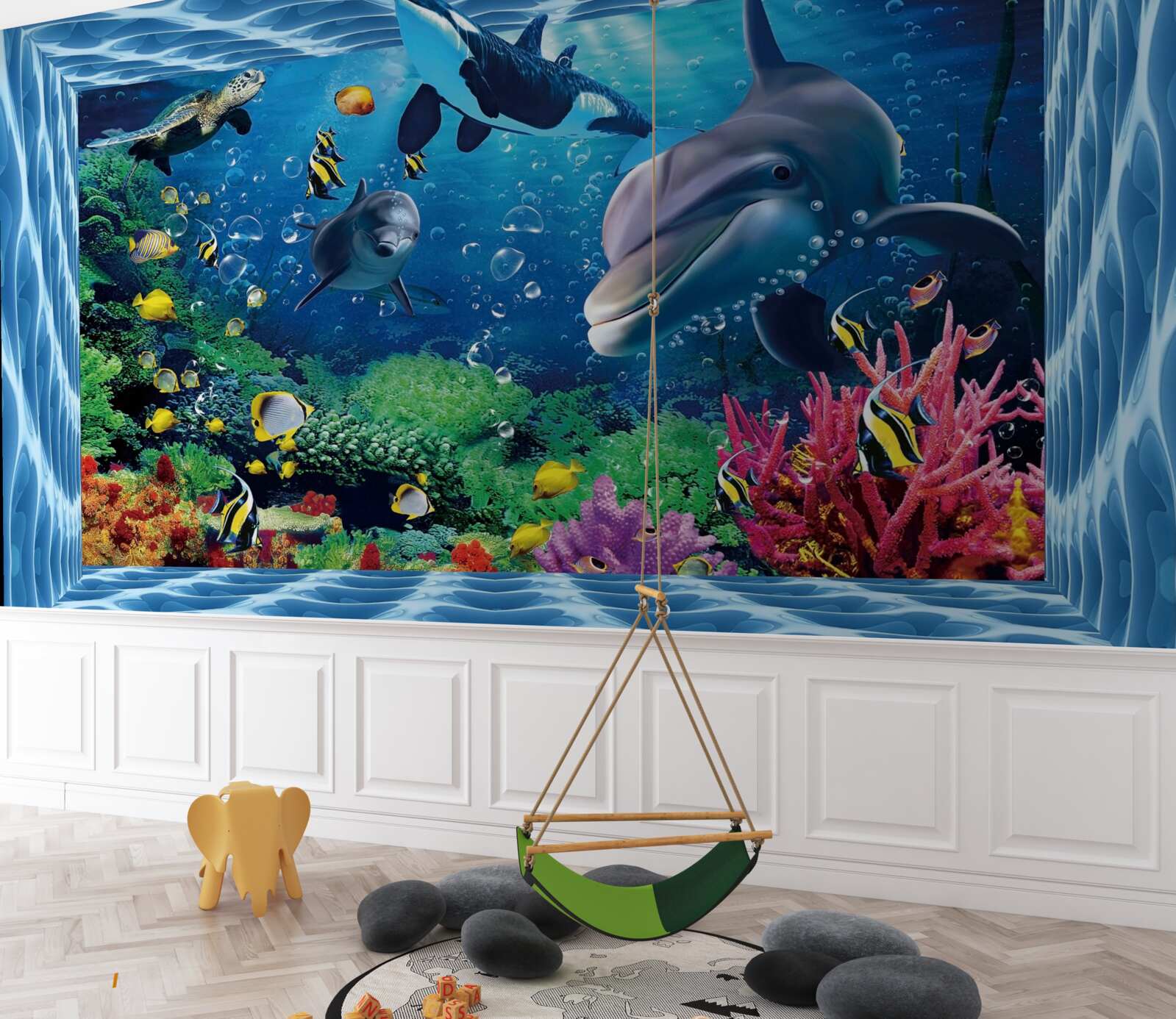 Papier peint monde sous-marin avec les dauphins