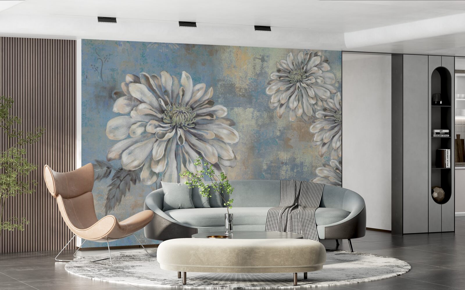 Papier peint des asters blancs comme neige, de la taille d'une pluie, se déversent à l'arrière-plan