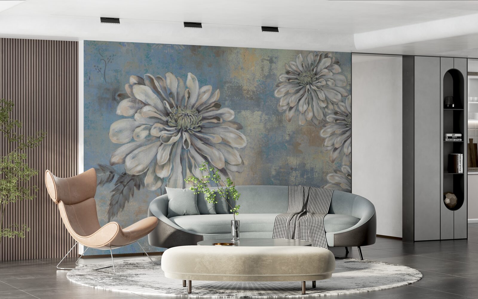 Papier peint des asters blancs comme neige, de la taille d'une pluie, se déversent à l'arrière-plan