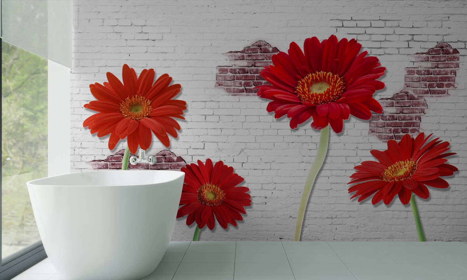 Papier peint gerberas rouges élégants