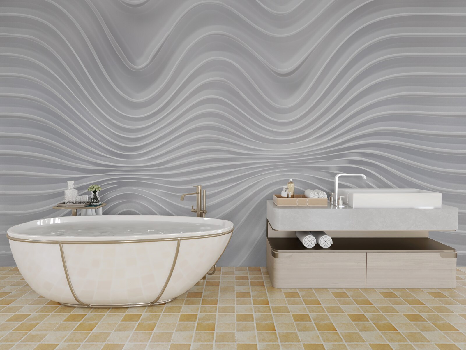 Papier peint ondes s'étendant à l'infini dans la direction horizontale