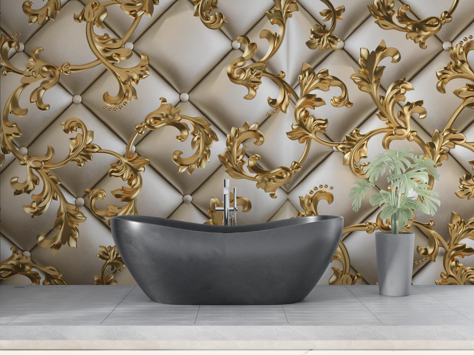 Papier peint texture sous des branches dorées