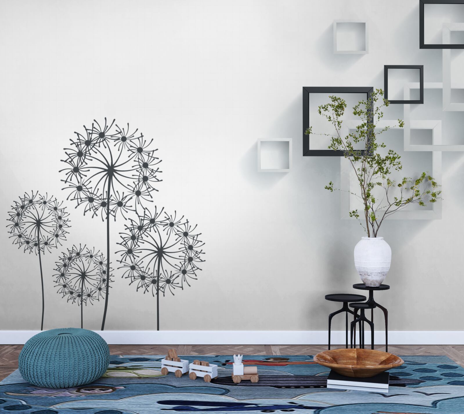 Papier peint formes géométriques sur fond blanc avec milleon