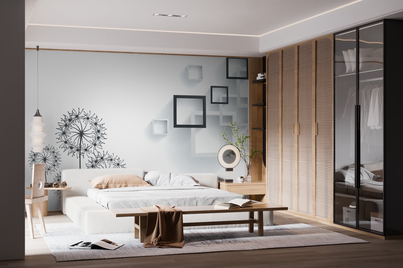 Papier peint formes géométriques sur fond blanc avec milleon