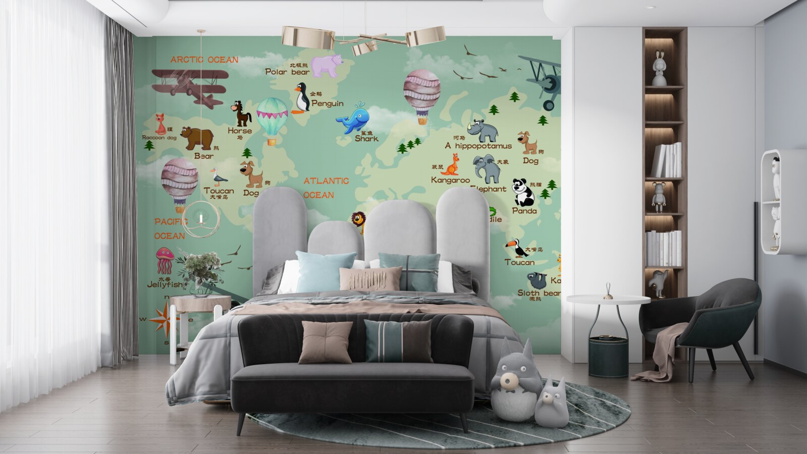 Papier peint carte du monde pour les enfants