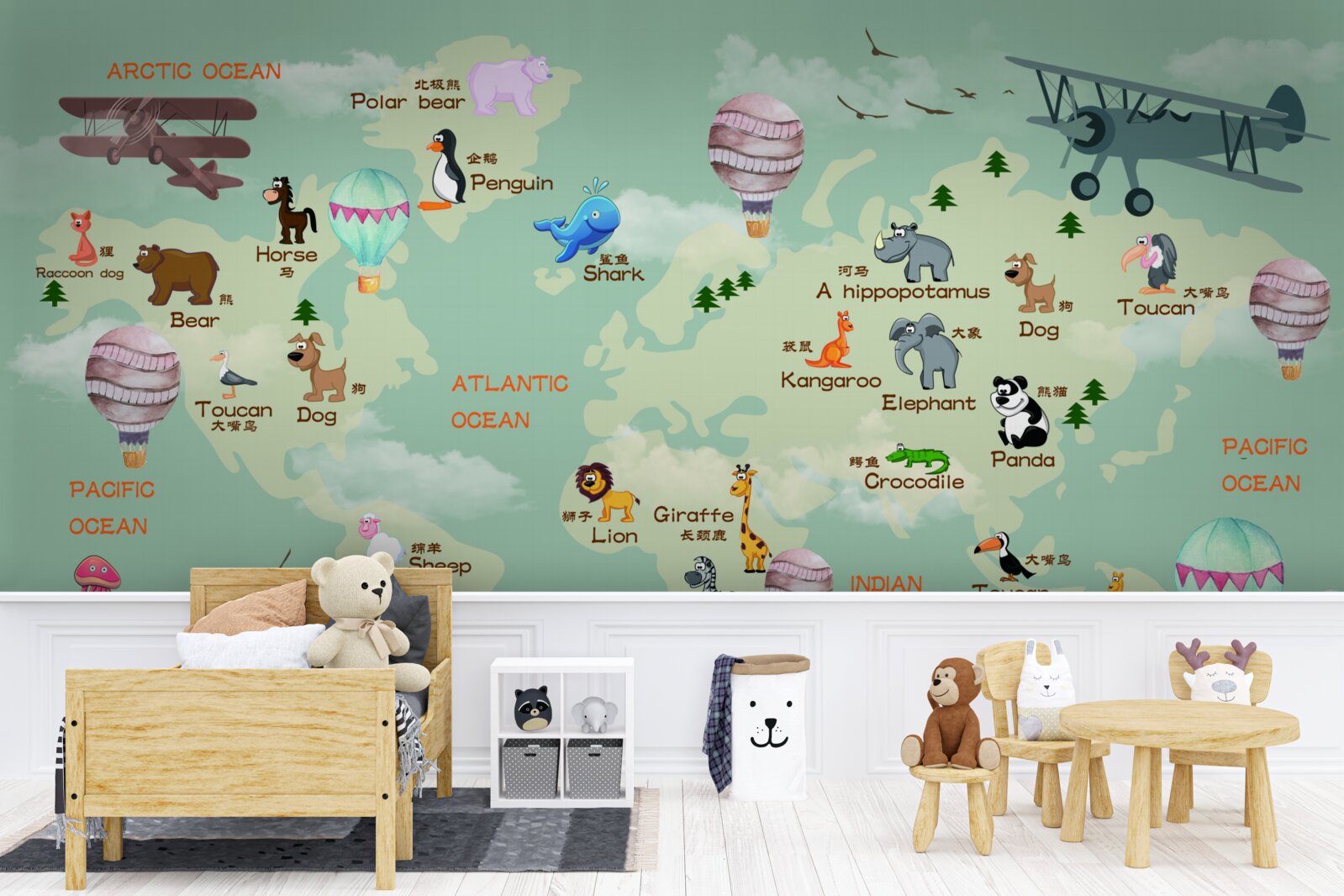 Papier peint carte du monde pour les enfants