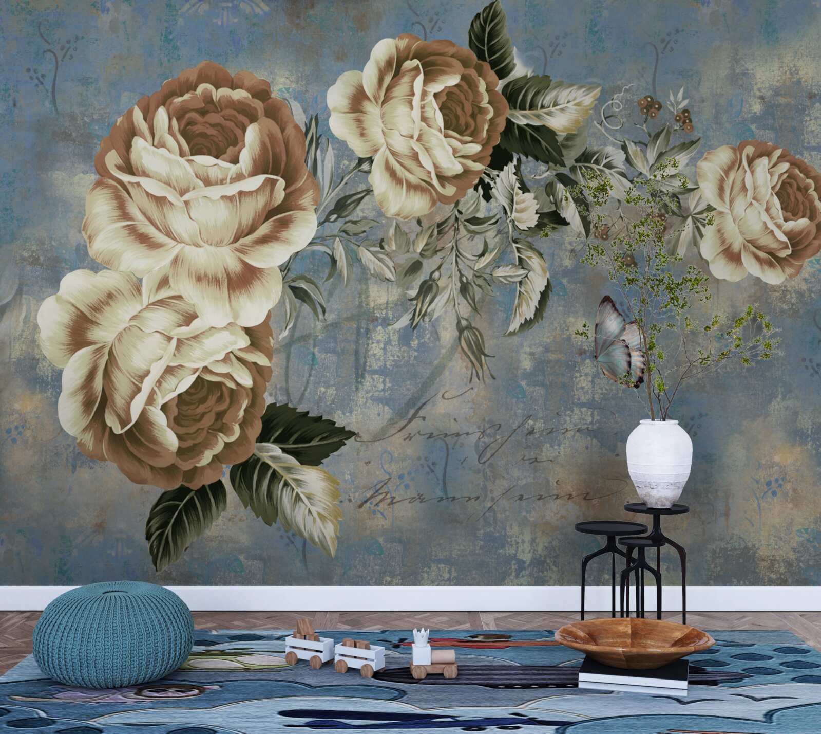 Papier peint une branche aux fleurs délicates de couleur crème se penche calmement au-dessus de l'eau