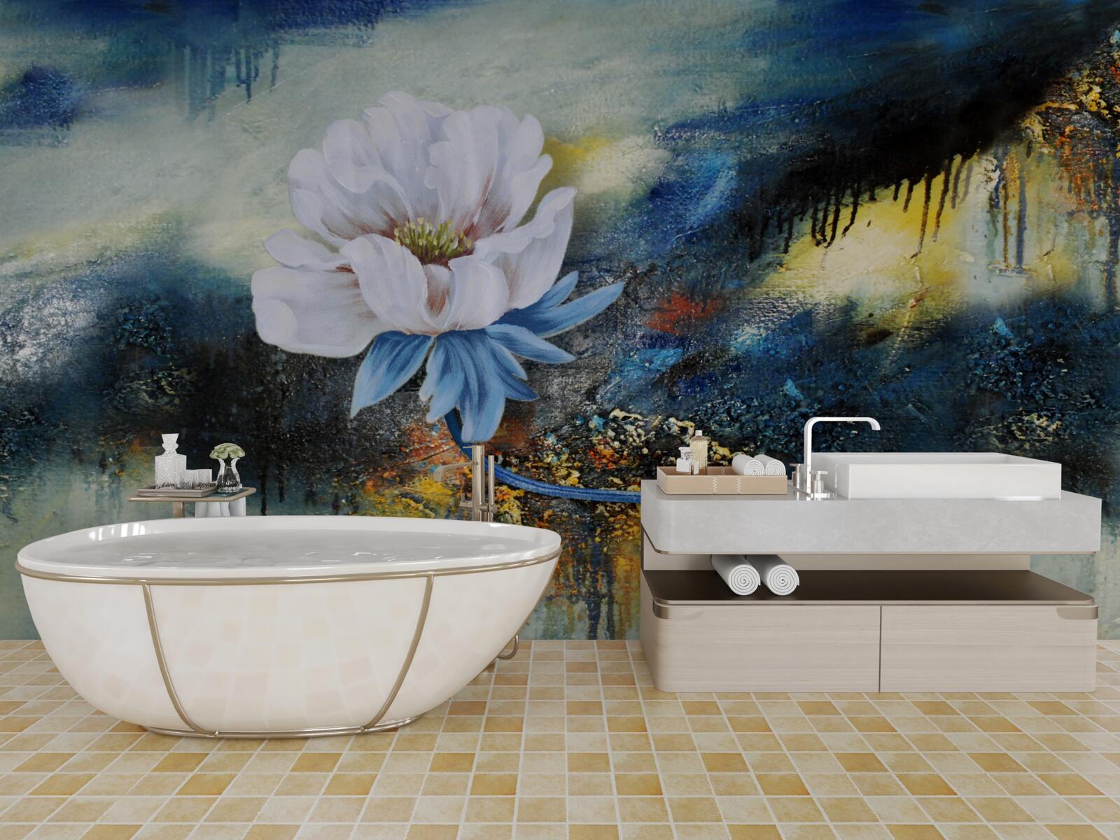 Papier peint un irrésistible bourgeon blanc et un orage qui approche