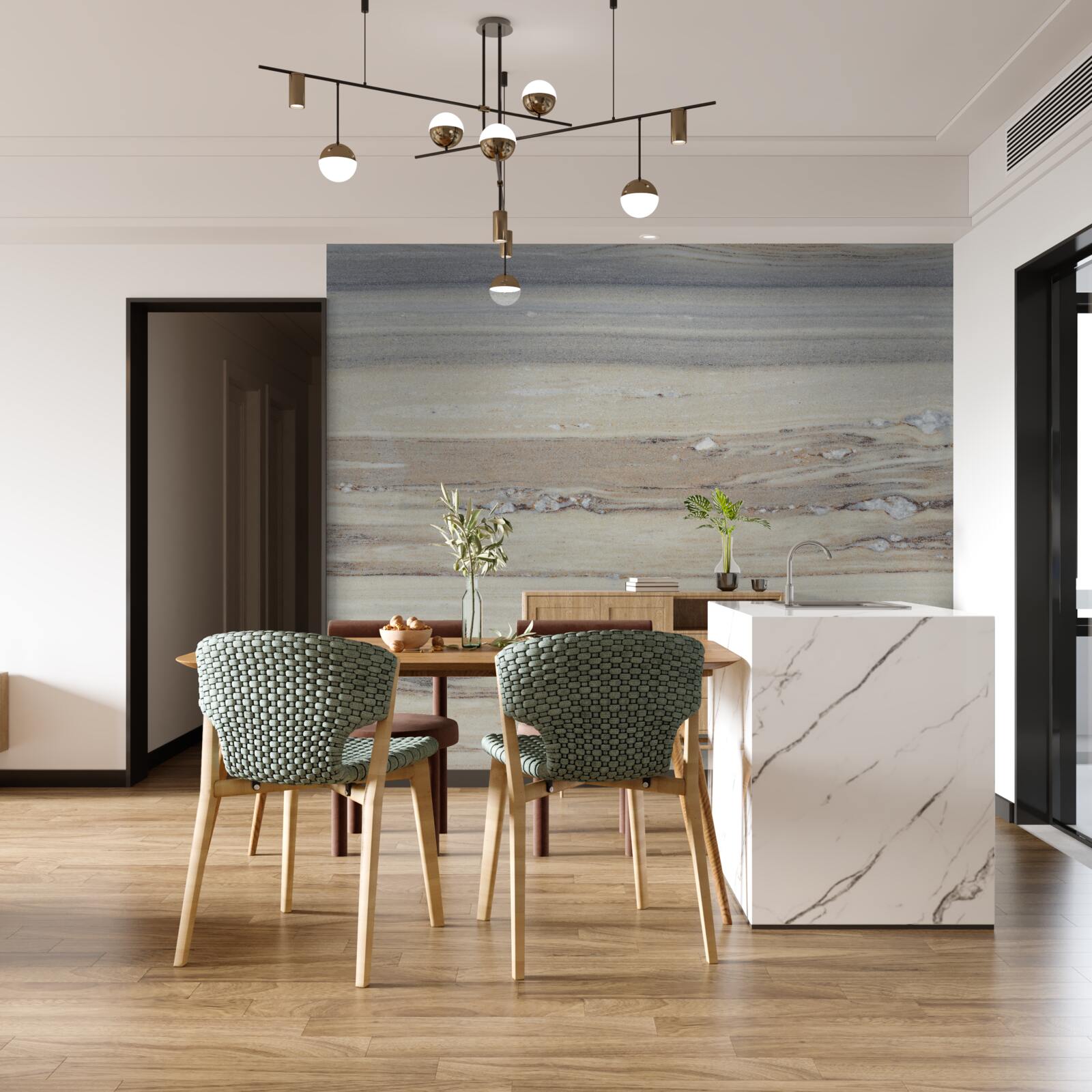 Papier peint sable de mer gris clair