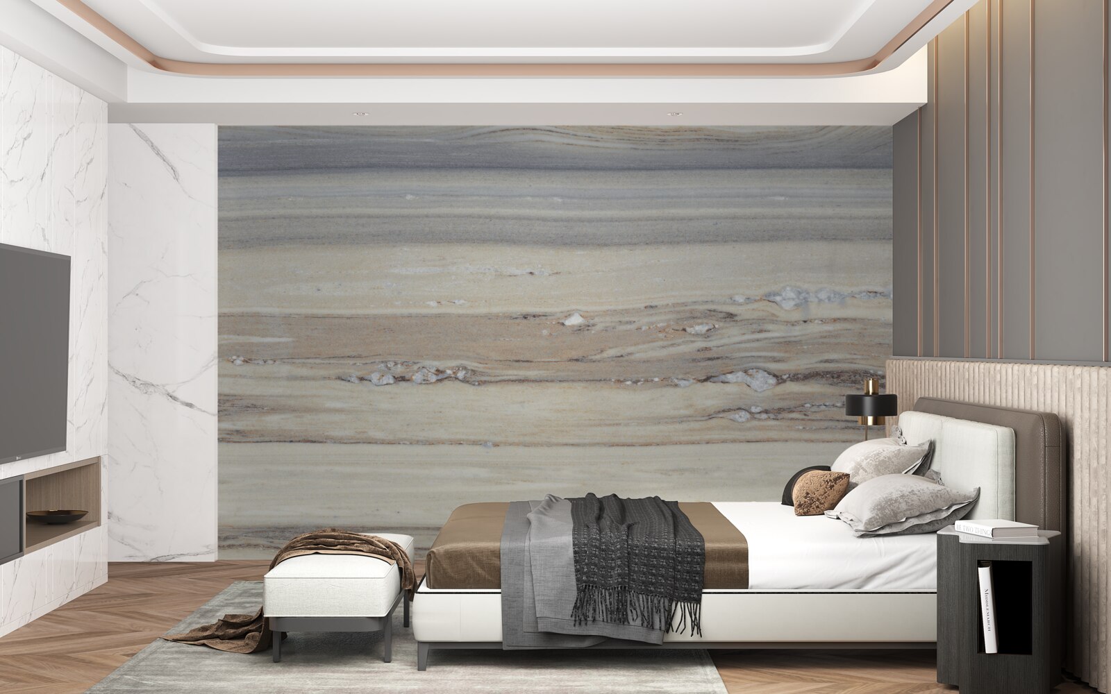 Papier peint sable de mer gris clair