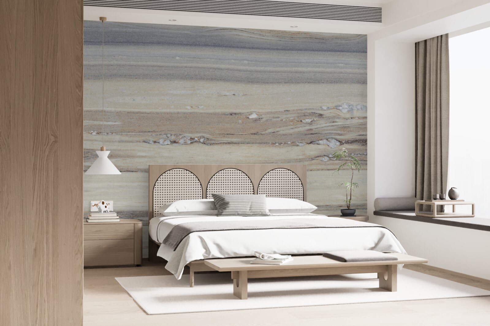 Papier peint sable de mer gris clair