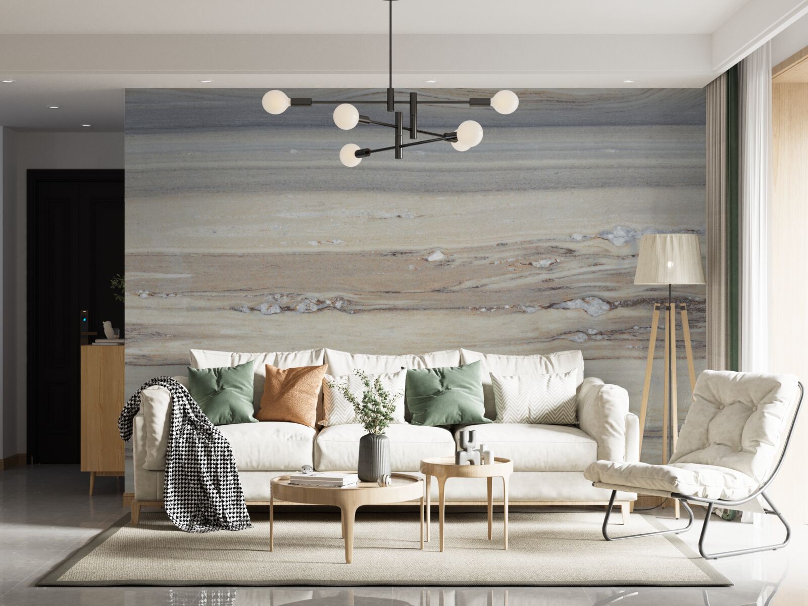 Papier peint sable de mer gris clair