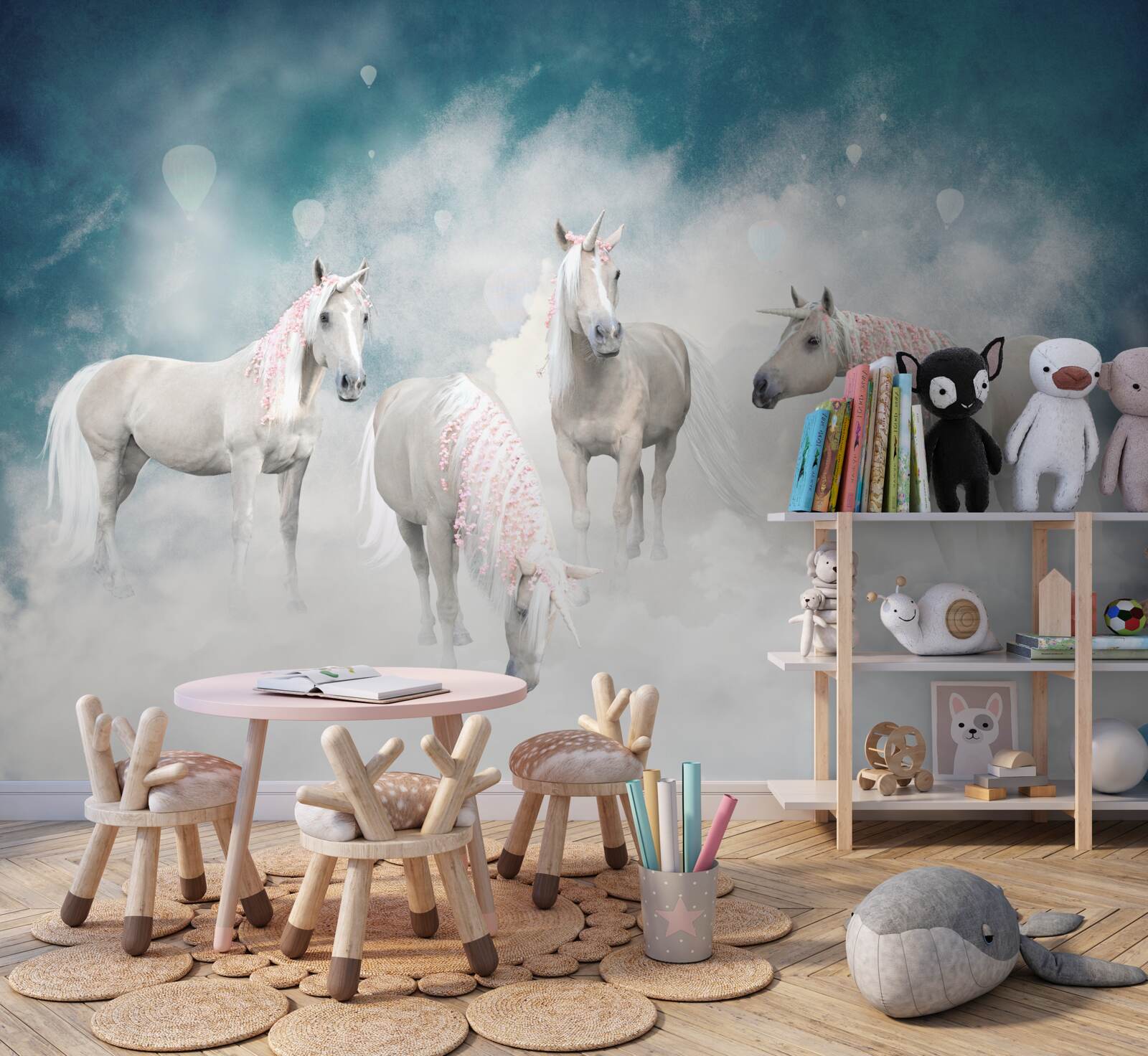 Papier peint des nuages pleins de licornes