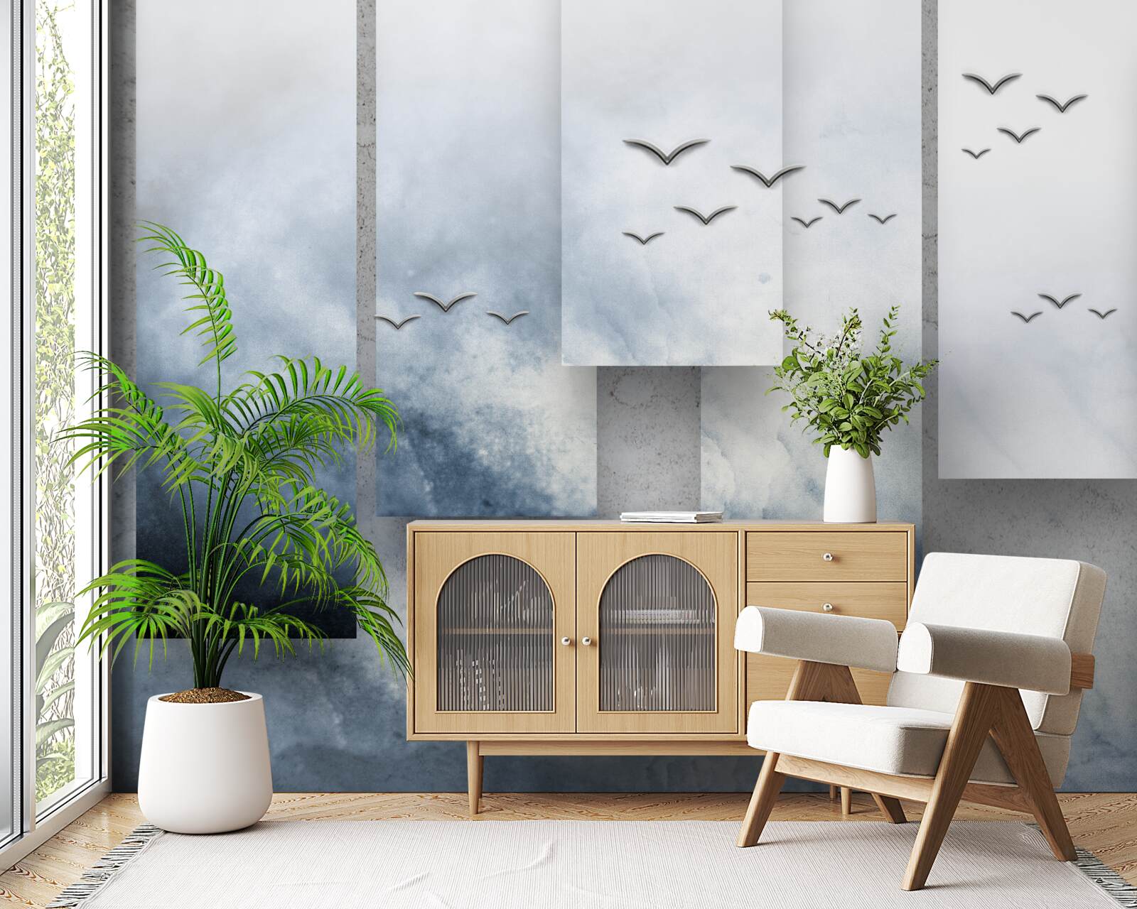 Papier peint les modules cèdent la place aux oiseaux qui quittent la tempête