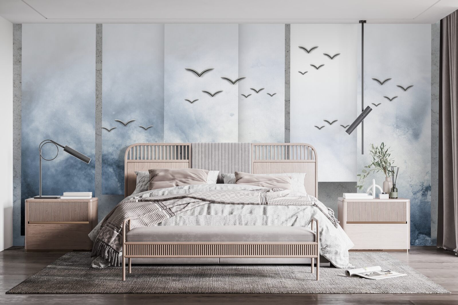 Papier peint les modules cèdent la place aux oiseaux qui quittent la tempête
