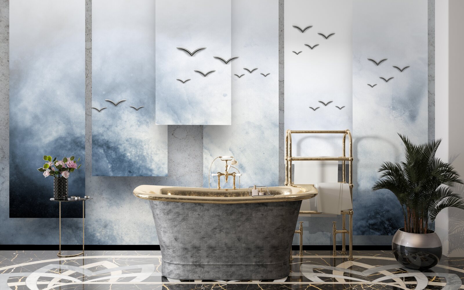 Papier peint les modules cèdent la place aux oiseaux qui quittent la tempête