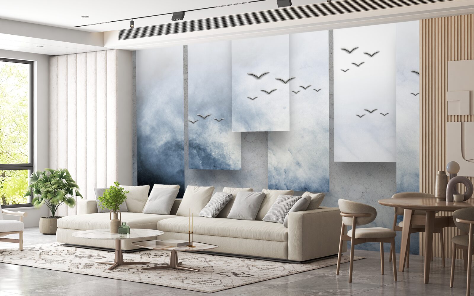 Papier peint les modules cèdent la place aux oiseaux qui quittent la tempête