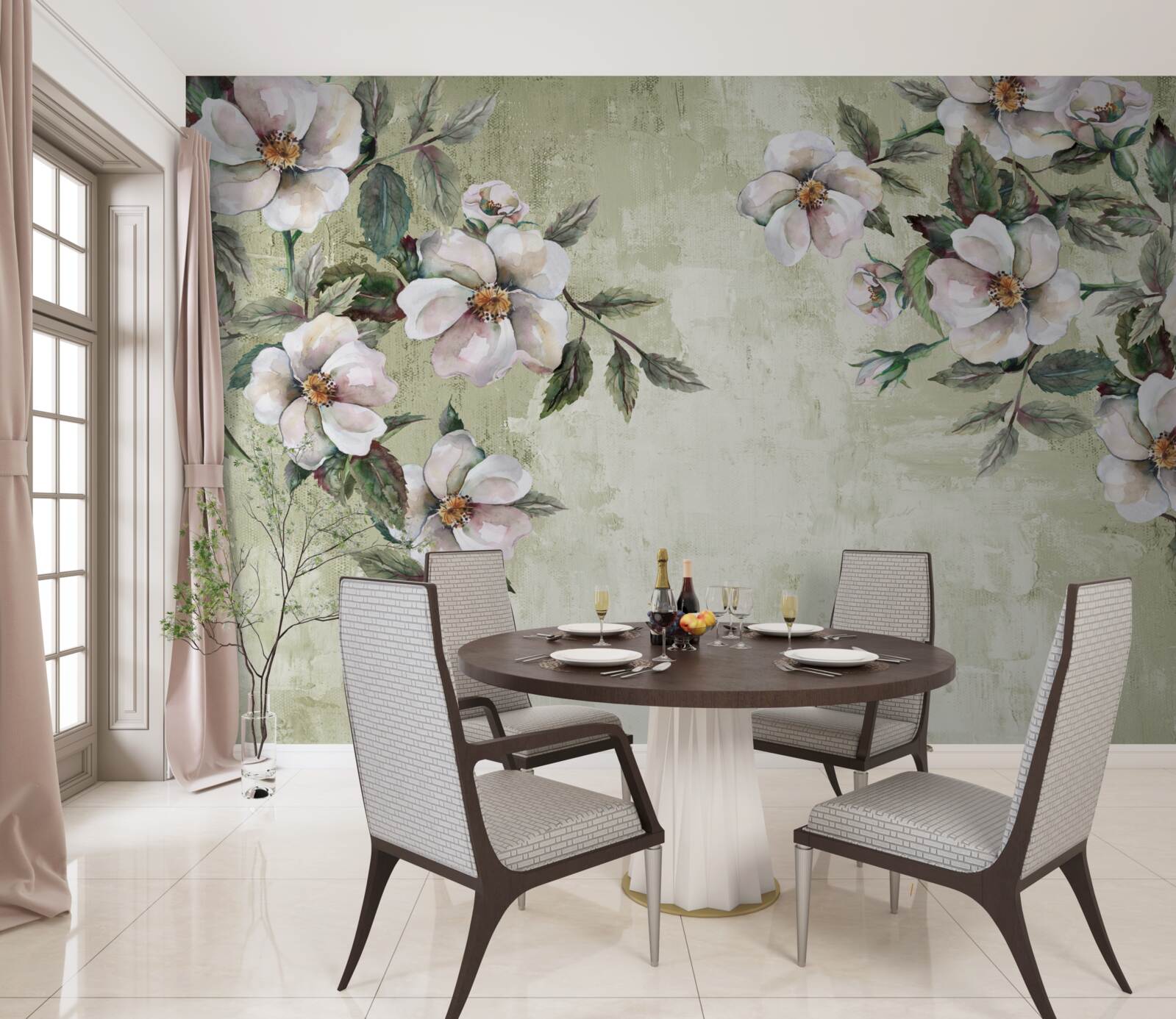 Papier peint les branches étendues du magnolia blanc comme neige