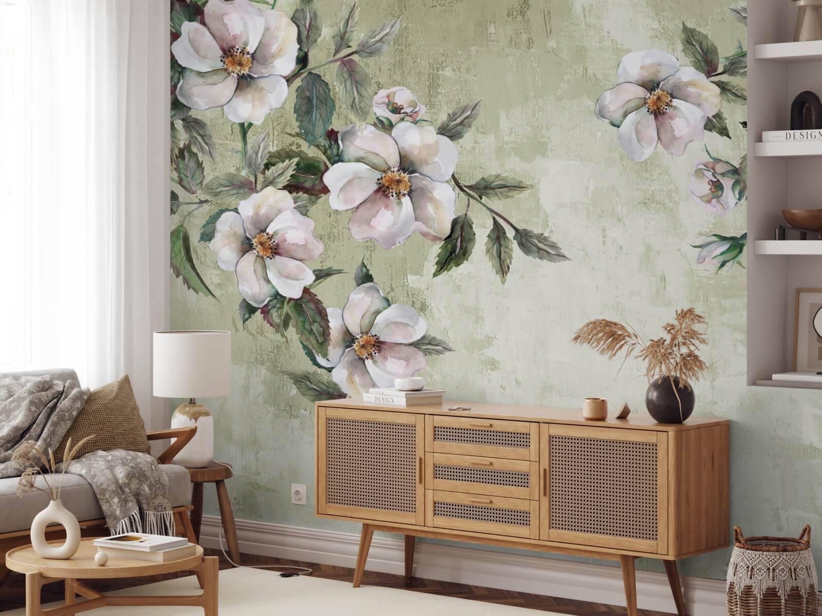 Papier peint les branches étendues du magnolia blanc comme neige