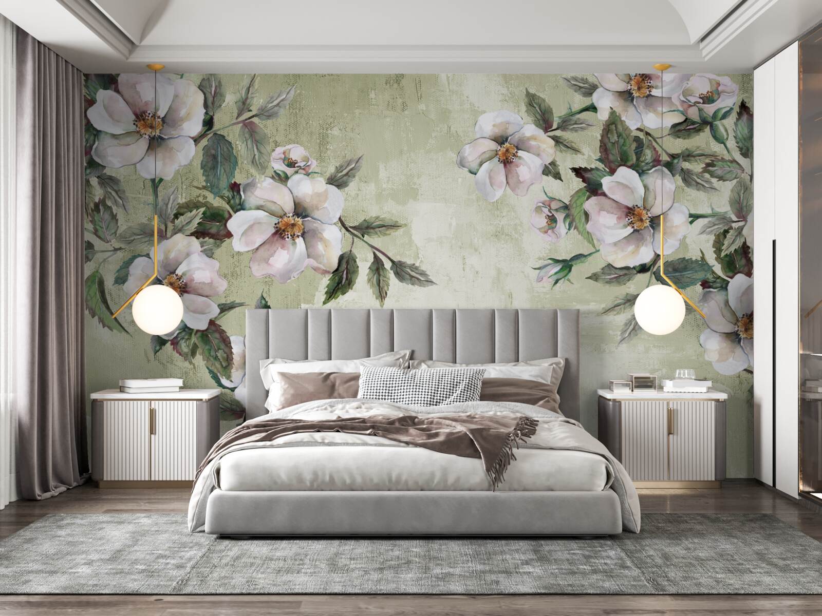 Papier peint les branches étendues du magnolia blanc comme neige