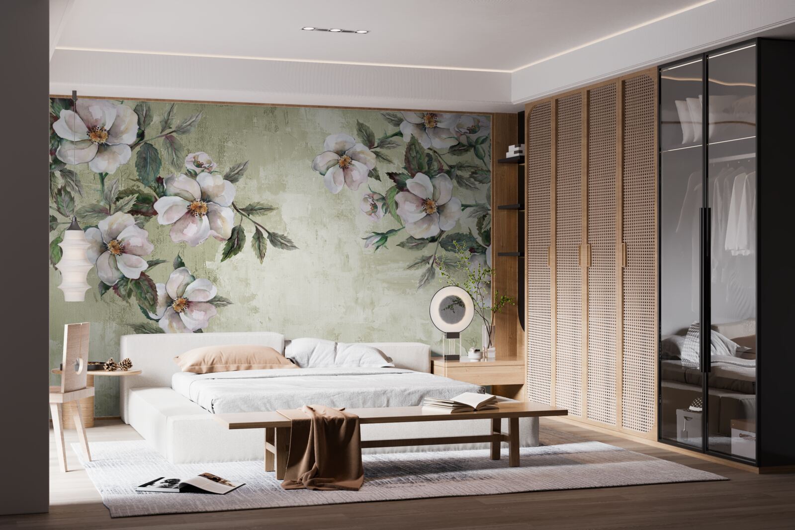 Papier peint les branches étendues du magnolia blanc comme neige